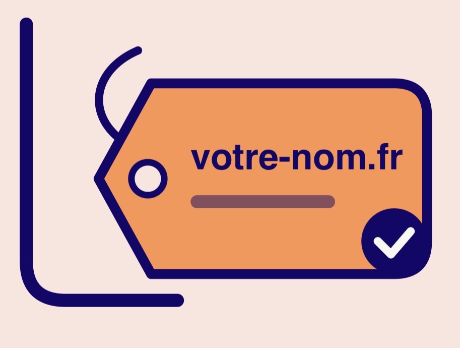 Étiquette orange illustrant votre nom de domaine